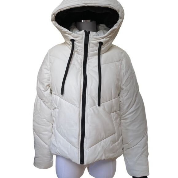 Marc New York Performance Vegan Leather Puffer Jacket Winter White Size Medium - Picture 10 of 17